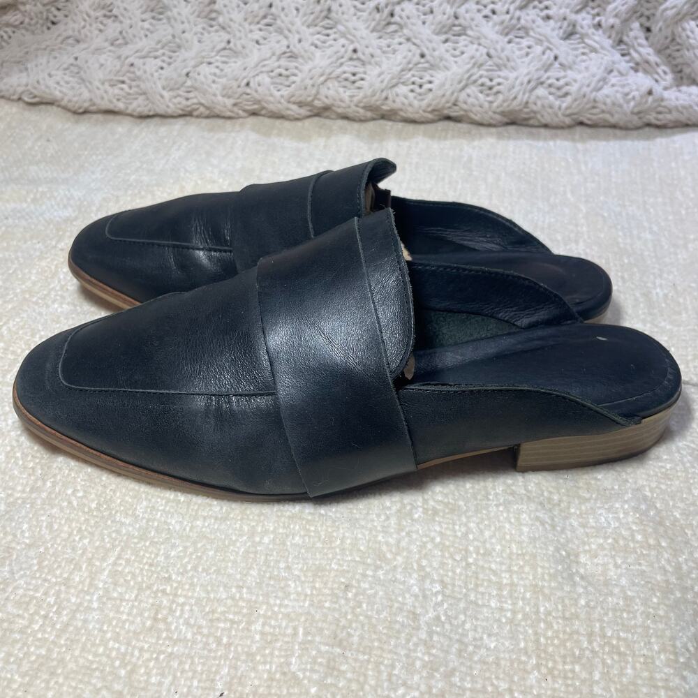 Free People Woman At Ease Black Leather Loafer Mule Shoes Size 38.5/USA 8.5 - Picture 4 of 11